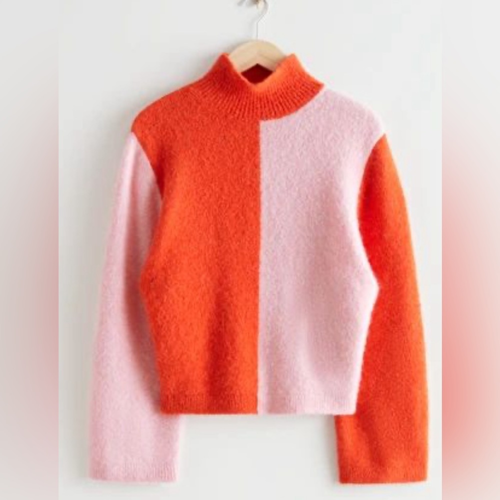 & Other Stories Color Block Mock Sweater